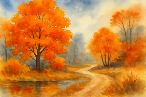 Herbstlandschaft Aquarell 