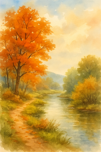 Herbstlandschaft Aquarell 