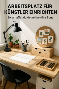 Organisierter Arbeitsplatz für Künstler
