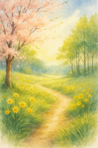 Frühlandschaft mit Blumen
