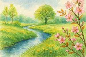 Frühlandschaft mit Blumen