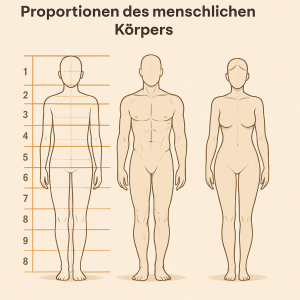 Anatomiezeichnung mit Acht-Kopf-Regel
