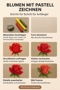 Realistische Pastellzeichnung einer Rose auf getöntem Papier