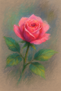 Realistische Pastellzeichnung einer Rose auf getöntem Papier
